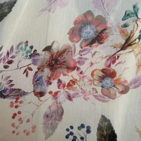 Jessica Simpson Maternity Cream Floral Asymmetrical Chiffon Ruffle Dress Size S - Picture 9 of 14